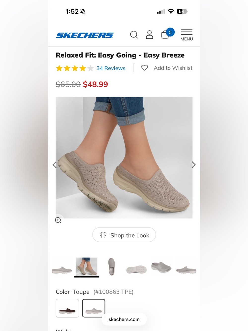 Skechers Women's Slip-On Knit Sneakers in Taupe with Rhinestone Accents - Picture 4 of 4